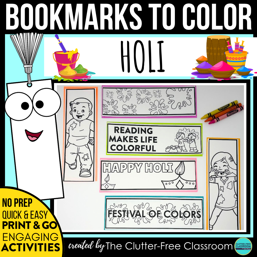 printable Holi bookmarks