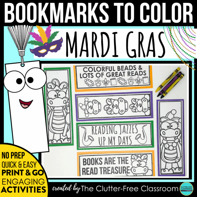 printable Mardi Gras bookmarks