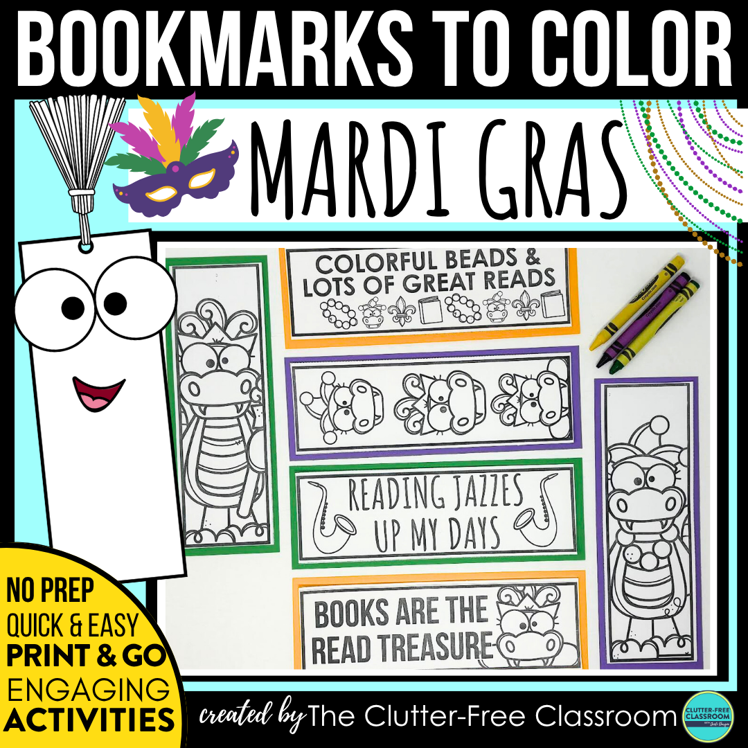 printable Mardi Gras bookmarks