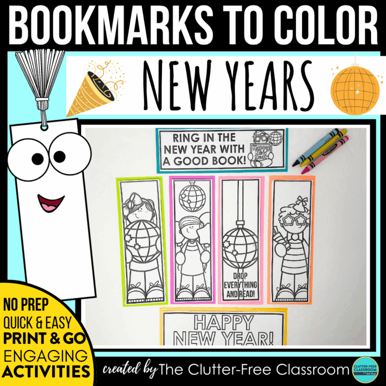 printable New Years bookmarks