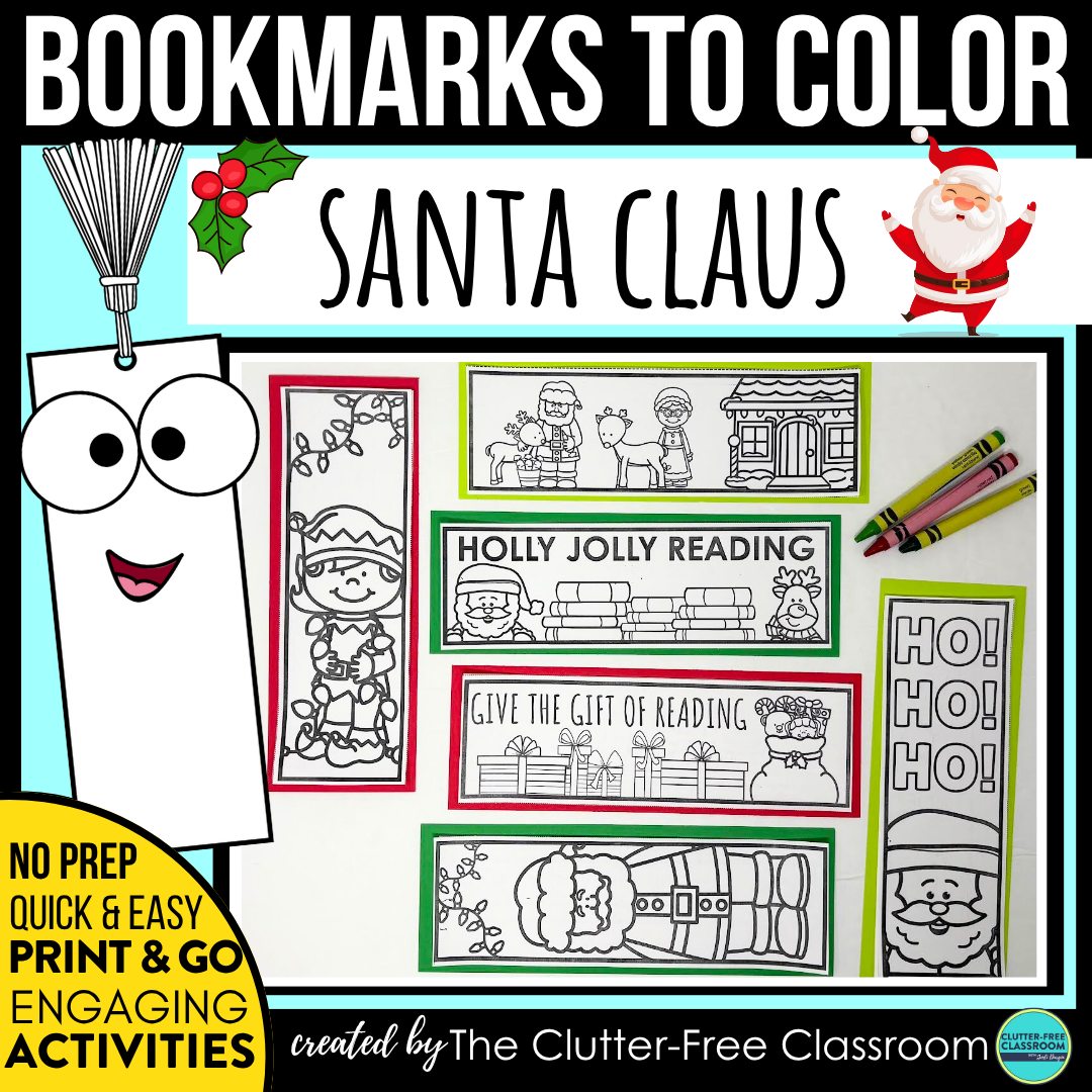 printable Santa Claus bookmarks
