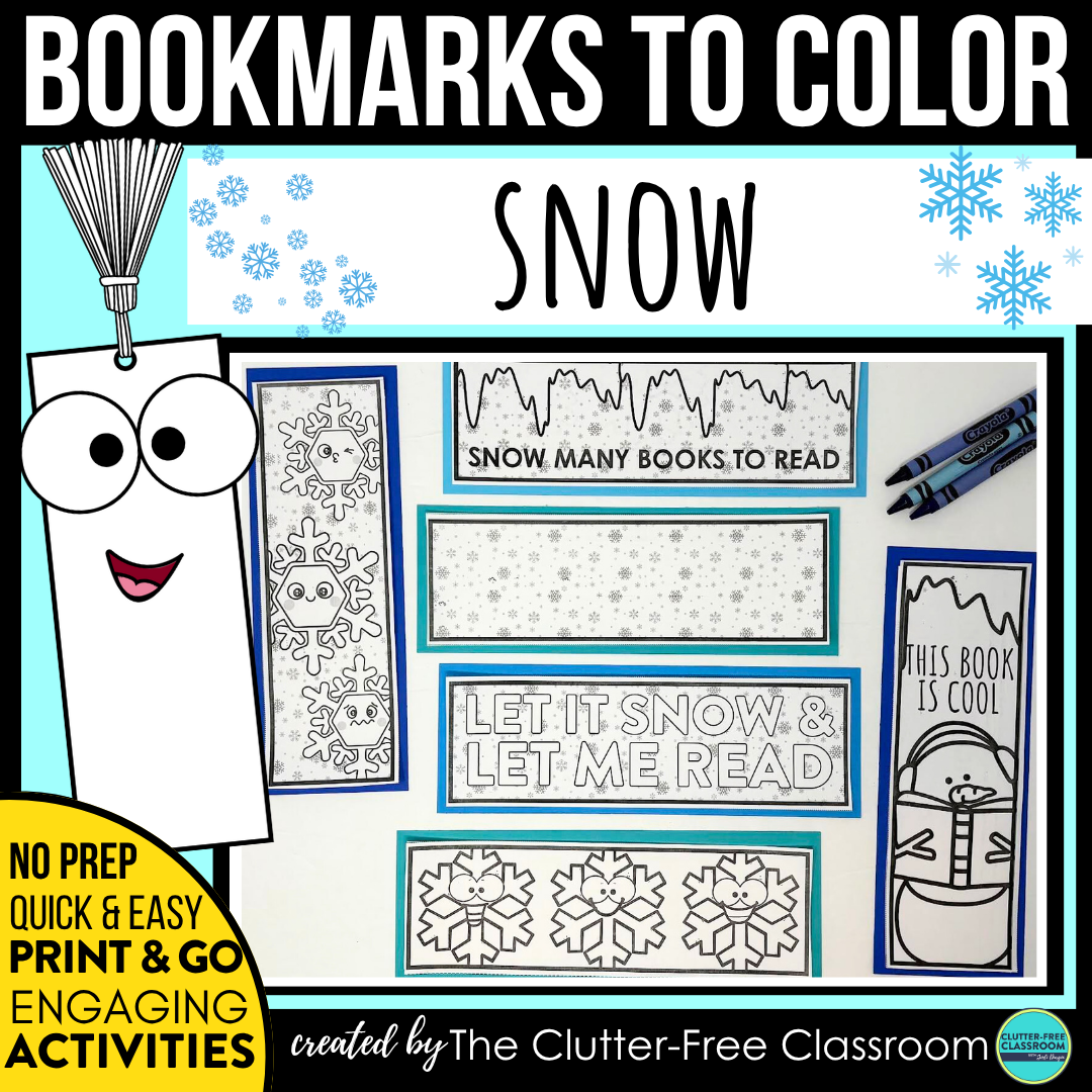 printable snow bookmarks