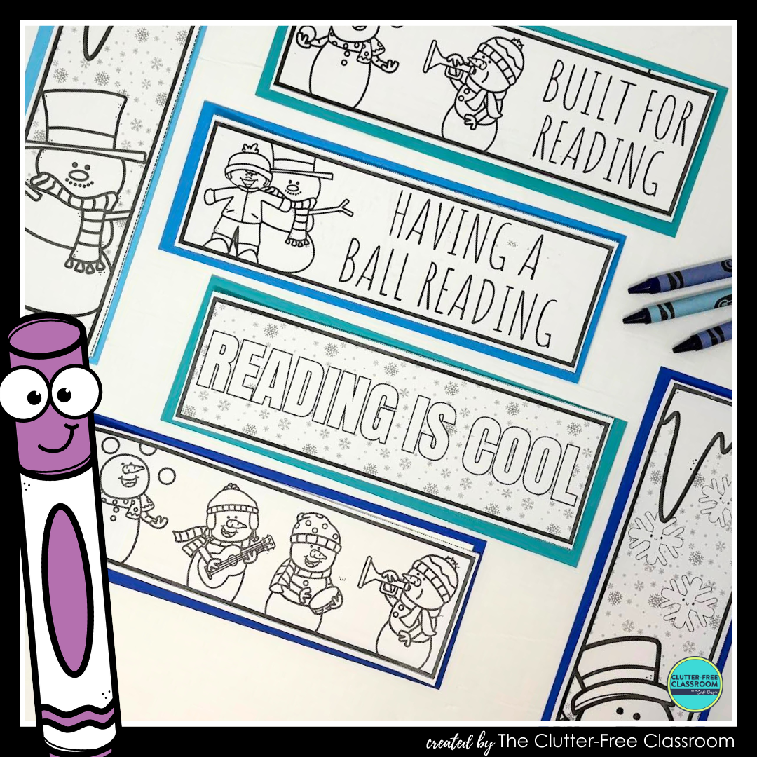 printable snowmen bookmarks