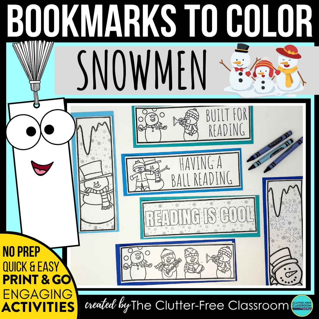 printable snowmen bookmarks