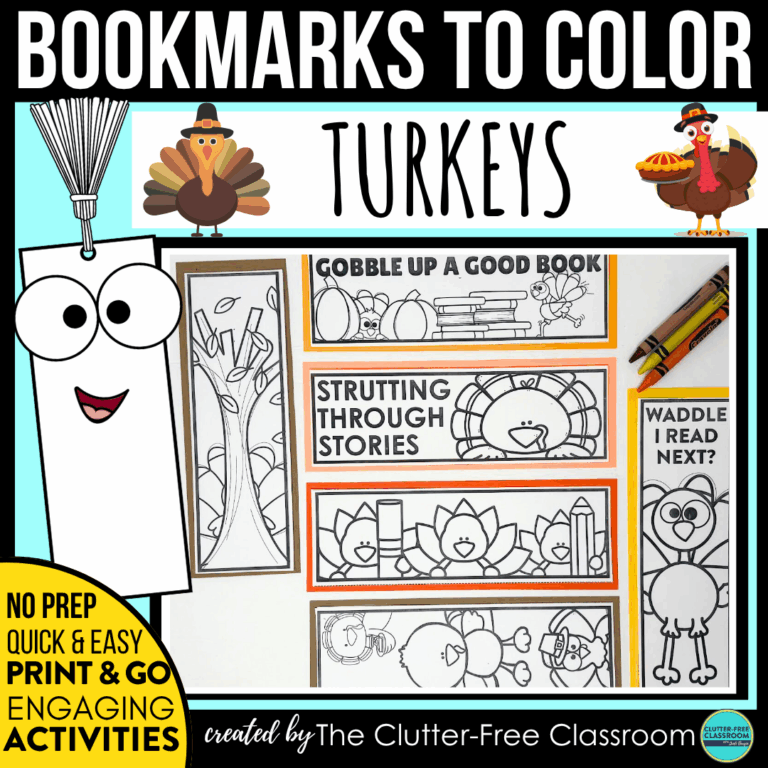 printable turkey bookmarks