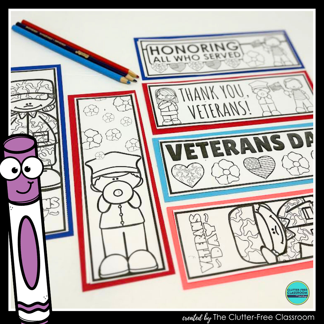 printable Veterans Day bookmarks