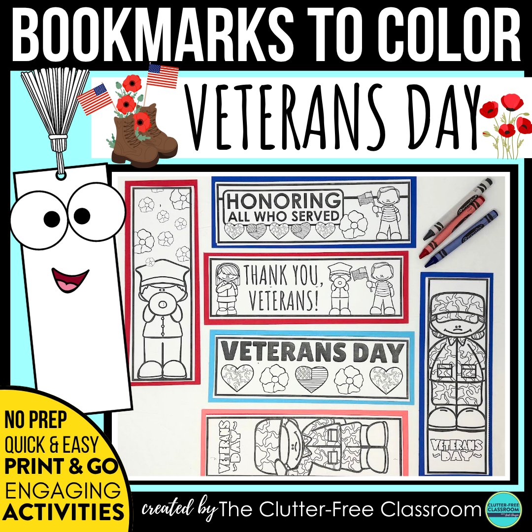 printable Veterans Day bookmarks