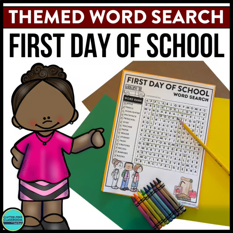first day of school word search