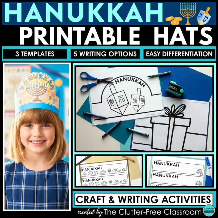 printable Hanukkah hats