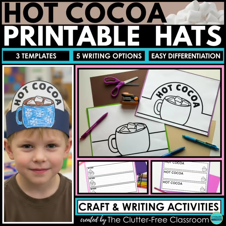 printable hot cocoa hats