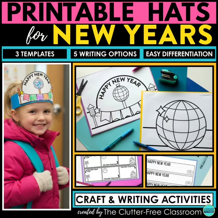 printable New Year's hats