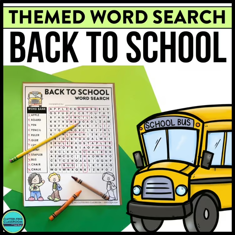 back to school word search