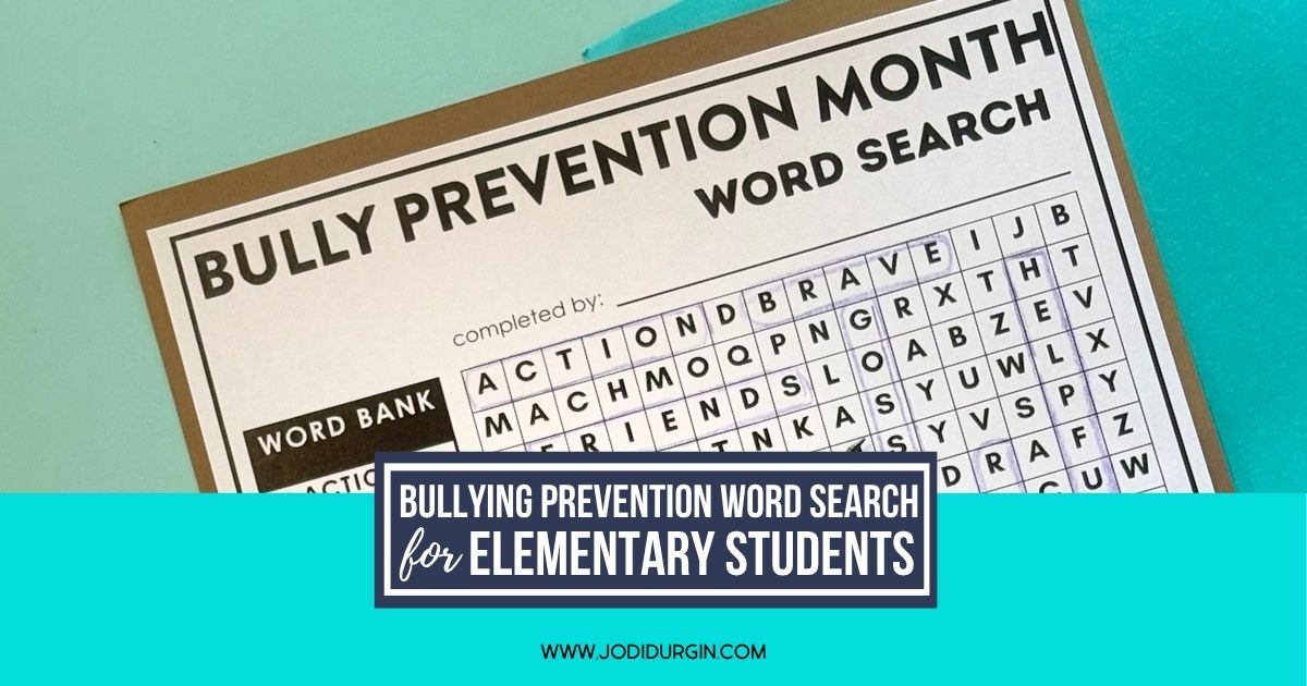Bully Prevention Month word search