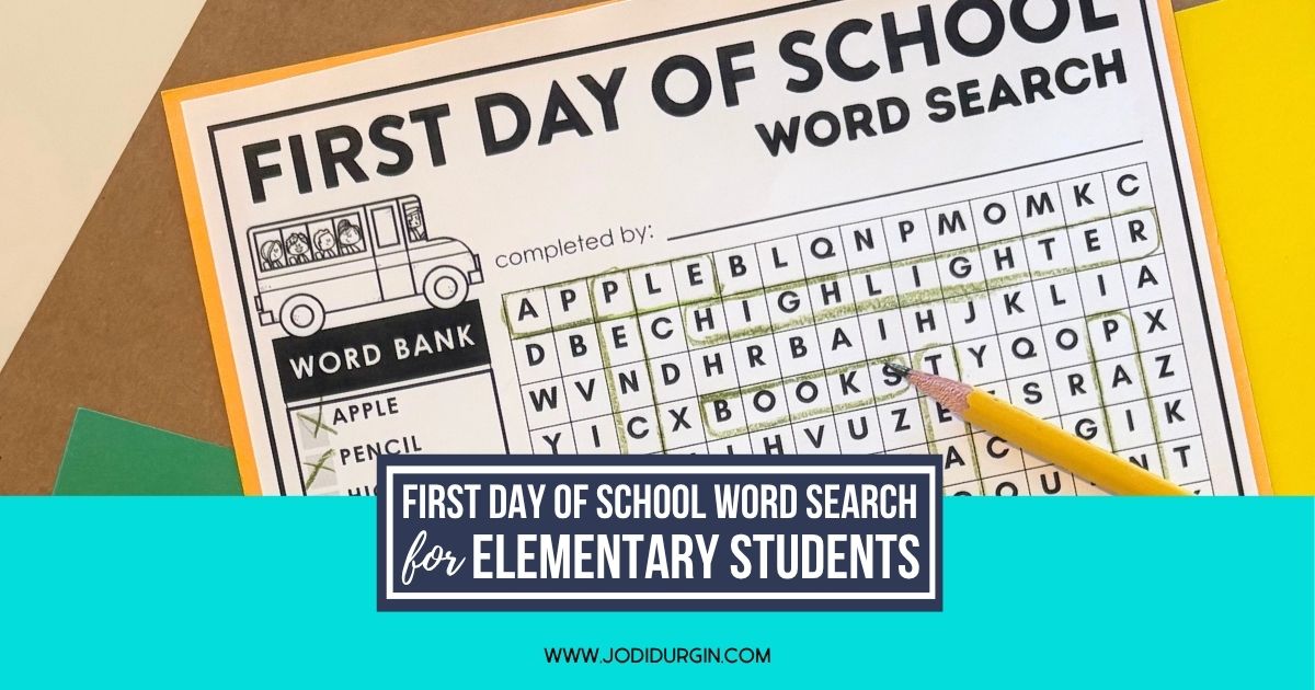 first day of school word search