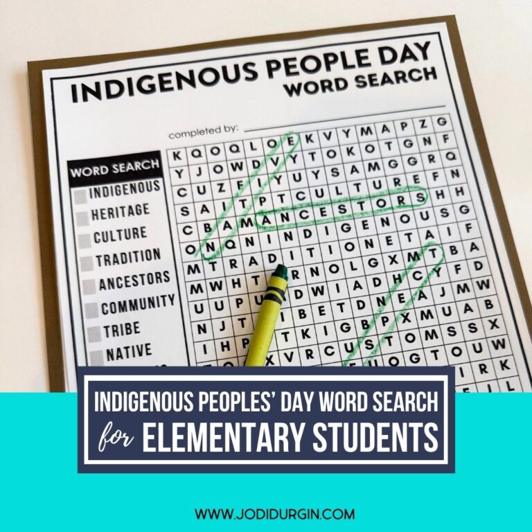 Indigenous People's Day word search