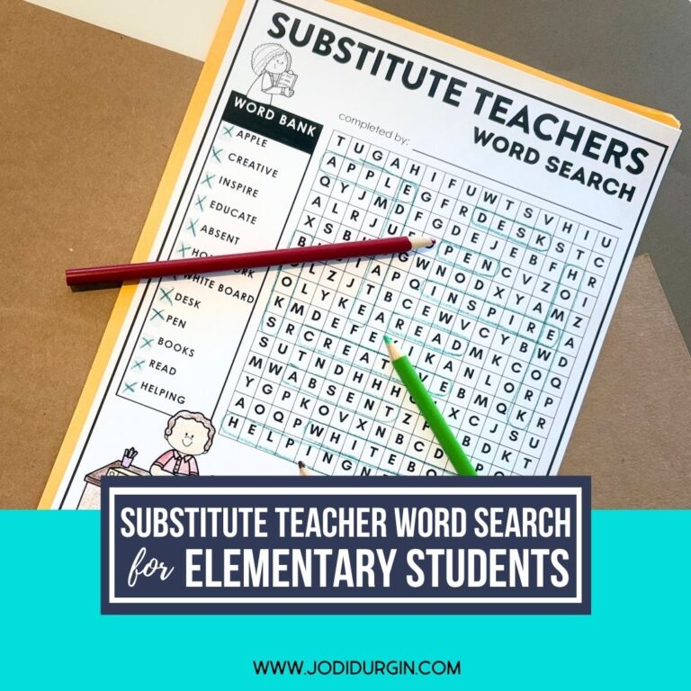 substitute teacher word search