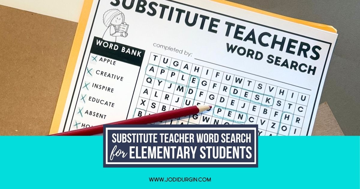 substitute teacher word search