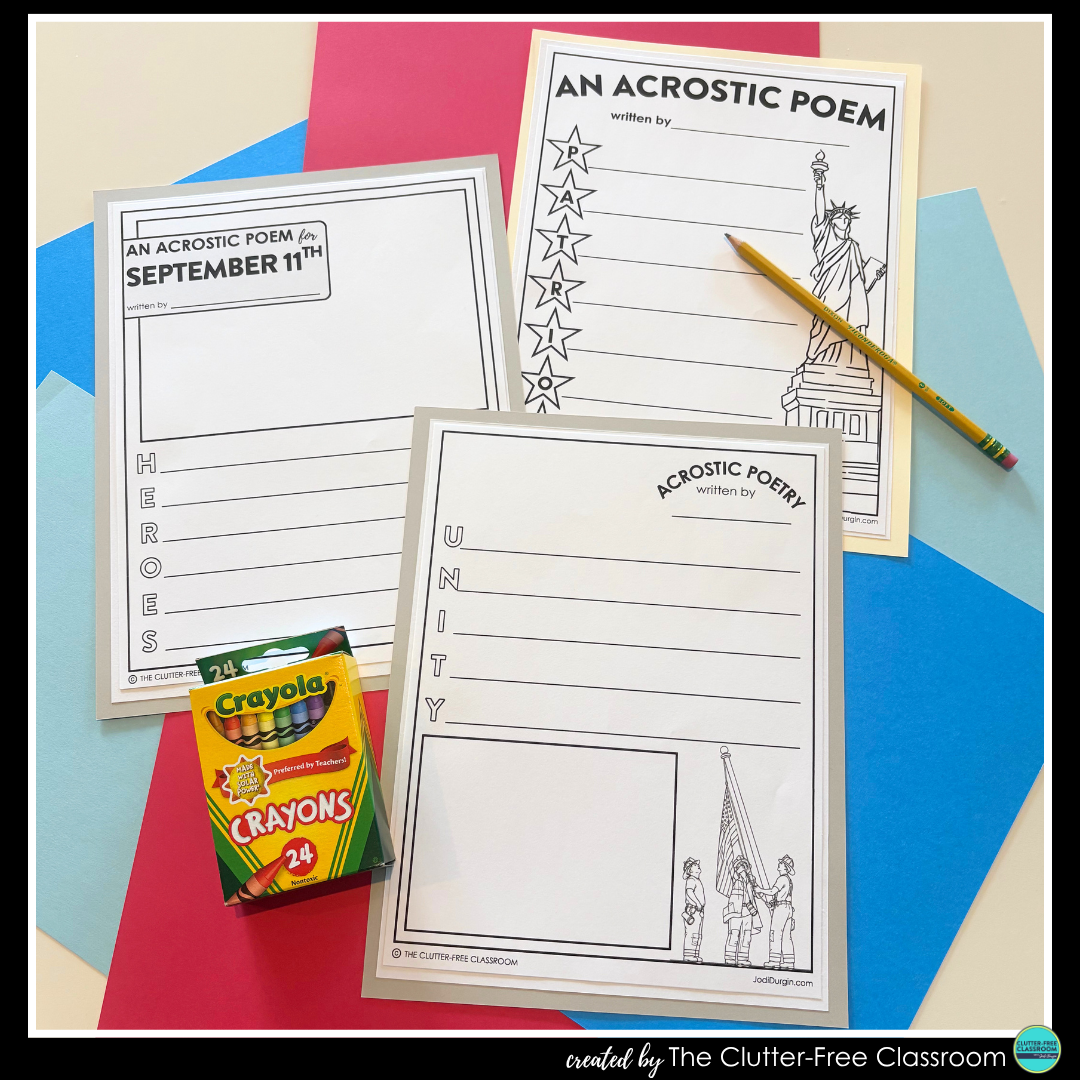 Patriot Day acrostic poem activities
