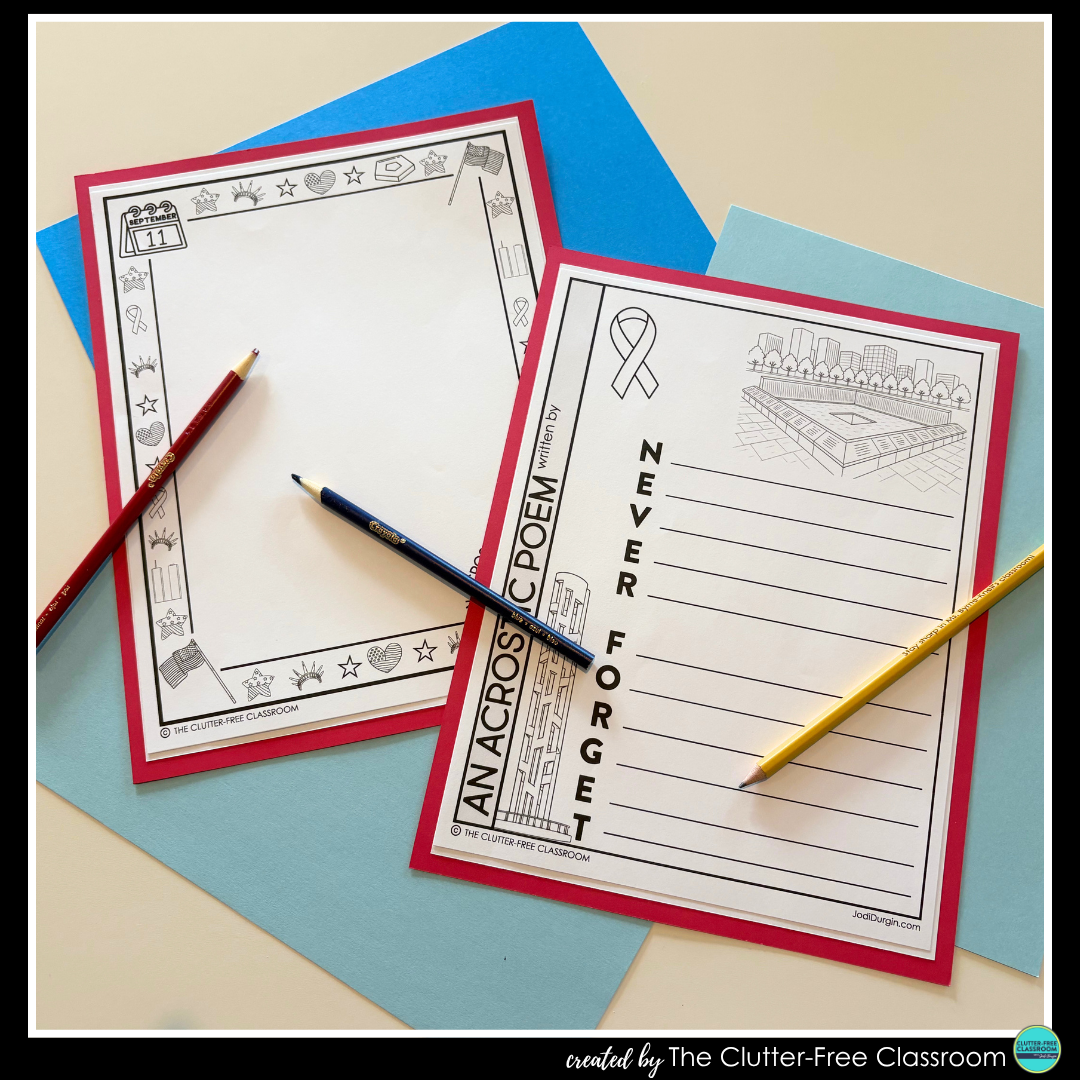 Patriot Day acrostic poem activities