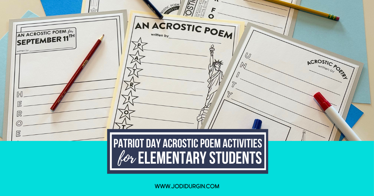 Patriot Day acrostic poem activities