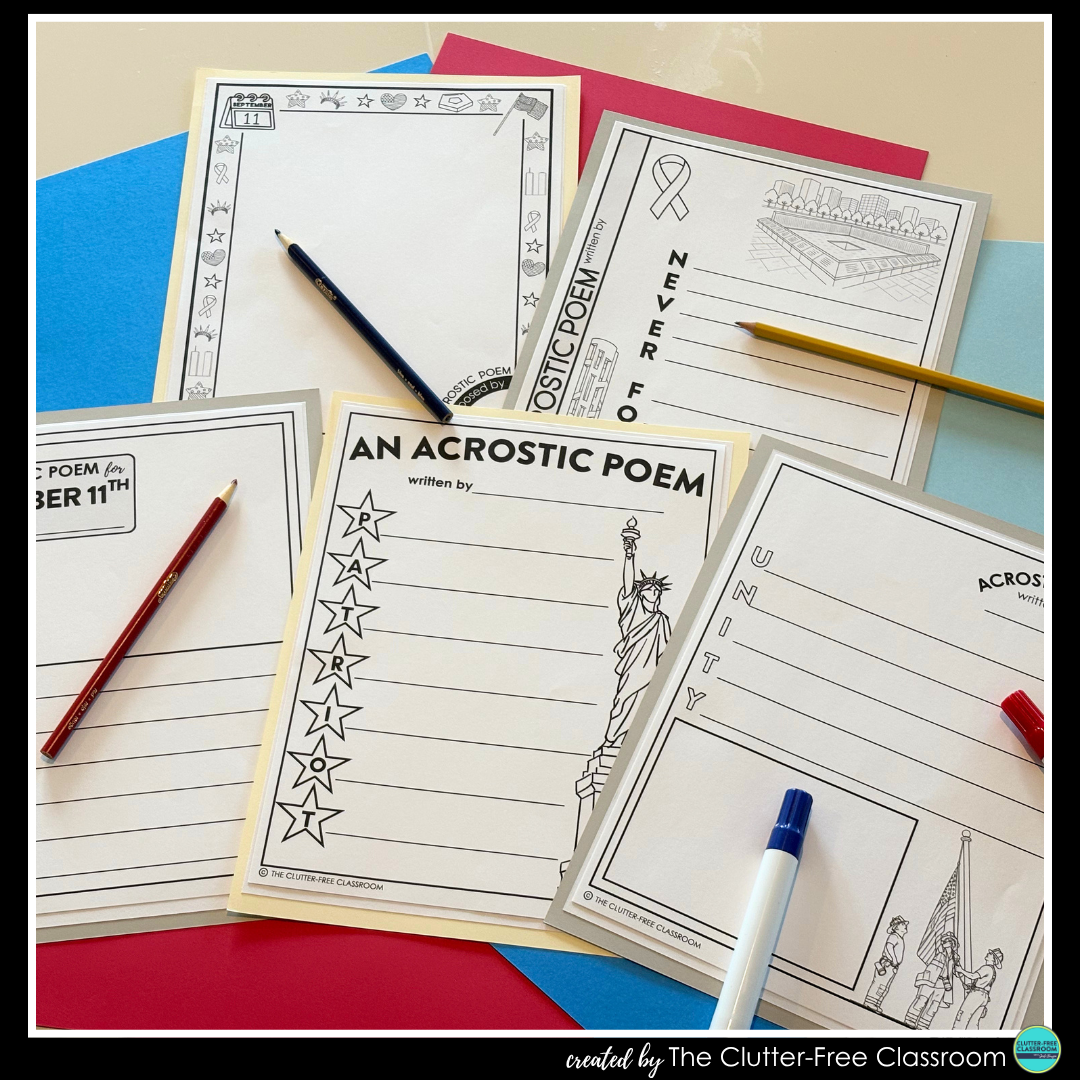 Patriot Day acrostic poem activities