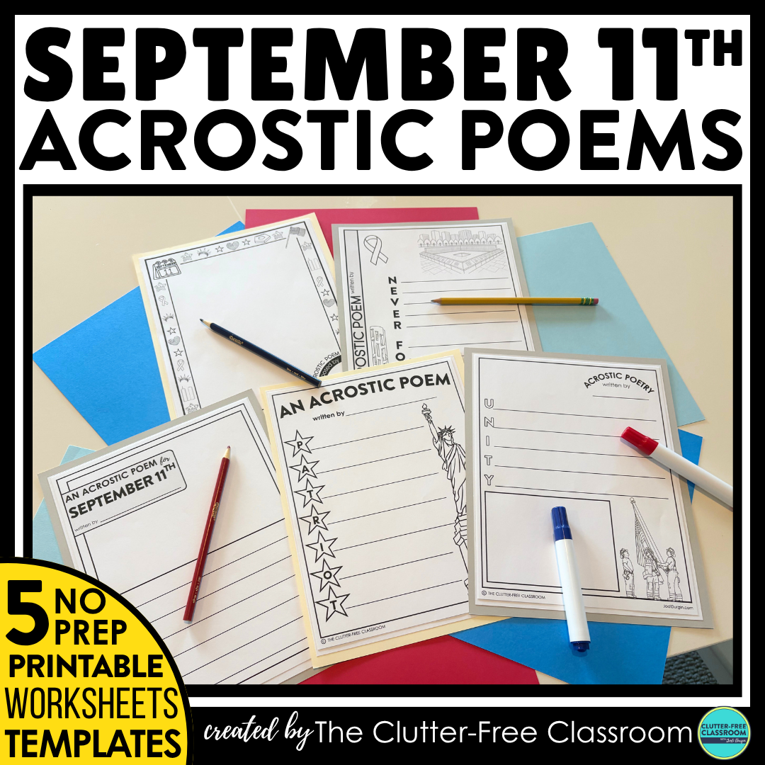 September 11th acrostic poem activities