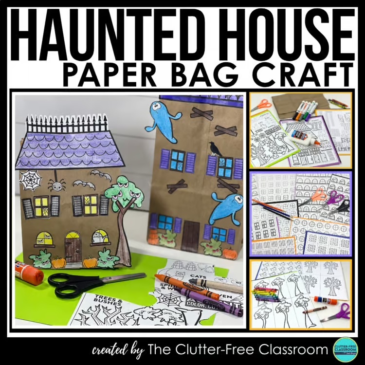 haunted house paper bag craft