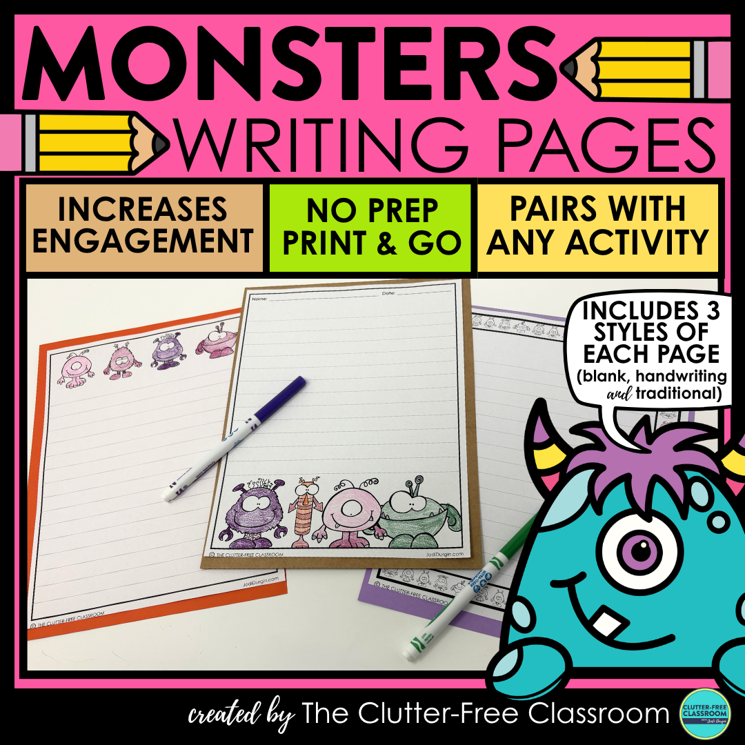 monster writing paper