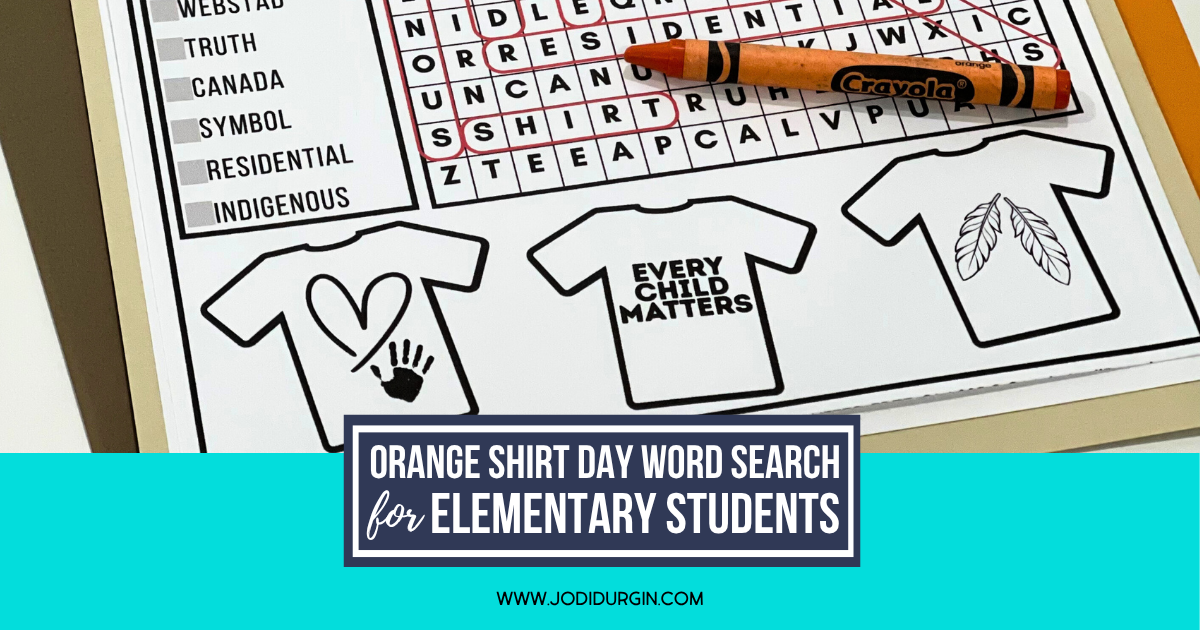Orange Shirt Day Word Search Activity